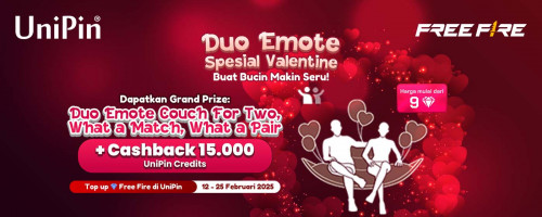 [Spesial Valentine] Semakin Bucin dengan Duo Emote dari Free Fire – Top Up Diamond dan Raih Cashback 15.000 UniPin Credits